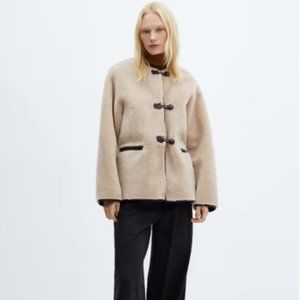 Mango Fur-effect coat with appliqués NWT Toteme Dupe